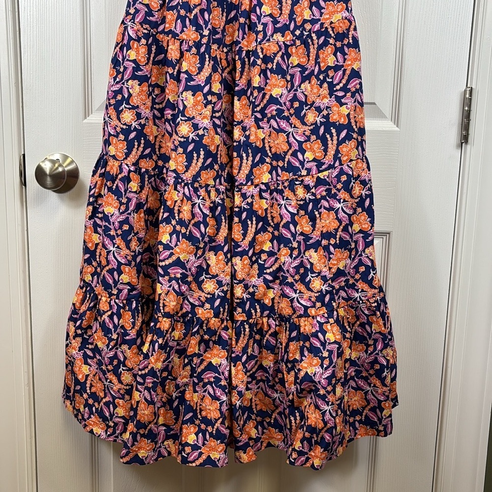 J. Crew Harborside cutout dress navy orange floral sz xs - Picture 4 of 9